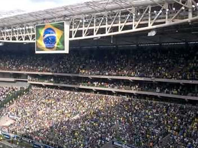 Allianz Parque durante o Hino Nacional