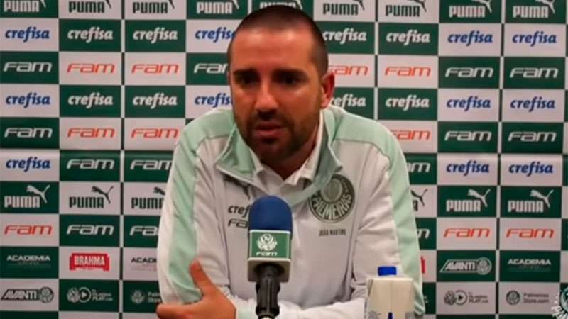 João Martins concede coletiva após a vitória do Palmeiras sobre o SCCP em Itaquera