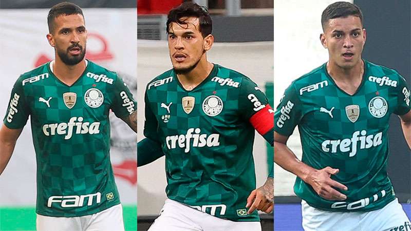 Zaga do Palmeiras formada por Luan, Gustavo Gómez e Renan