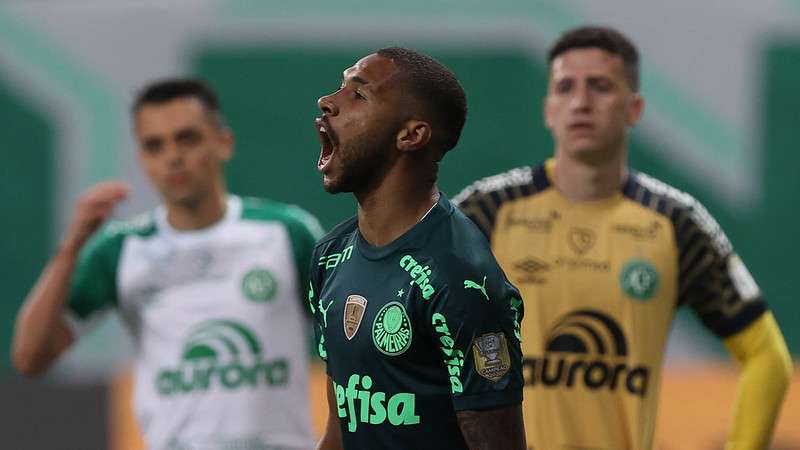 Wesley, do Palmeiras, comemora gol marcado contra a Chapecoense