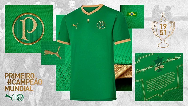 Camisa comemorativa dos 70 anos do Mundial do Palmeiras