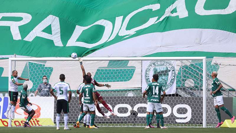 Palmeiras em jogo contra o América-MG, durante partida válida pela quinta rodada, do Brasileirão 2021, no Allianz Parque.