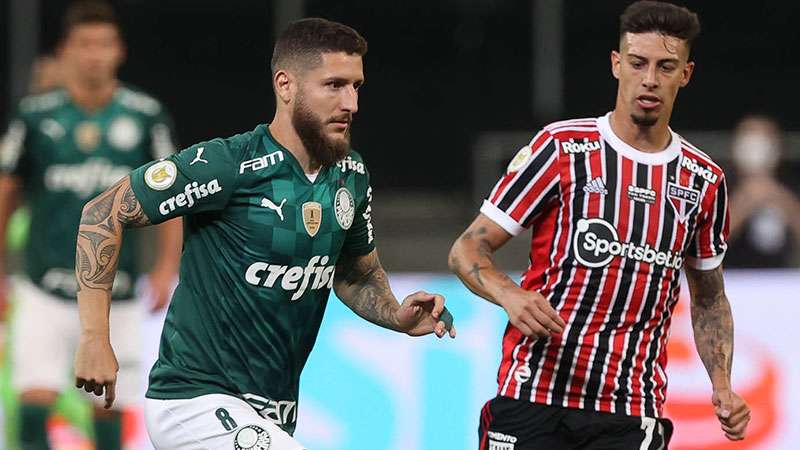 Zé Rafael em jogo do Palmeiras contra o SPFC, durante partida válida pela trigésima terceira rodada do Brasileirão 2021, no Allianz Parque.