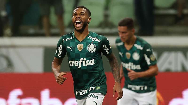 Wesley comemora seu gol pelo Palmeiras contra o Atlético-MG, durante partida válida pela trigésima quinta rodada do Brasileirão 2021, no Allianz Parque.