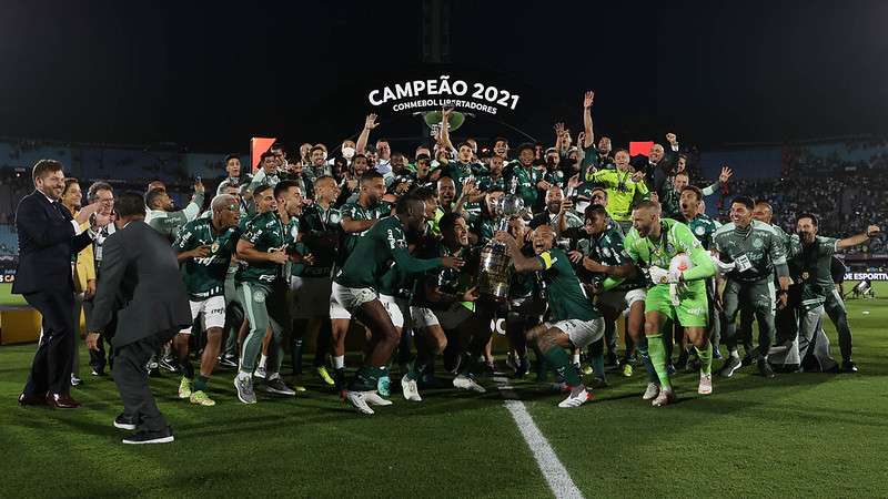 Comemorações do Palmeiras pela conquista da Copa Libertadores 2021.