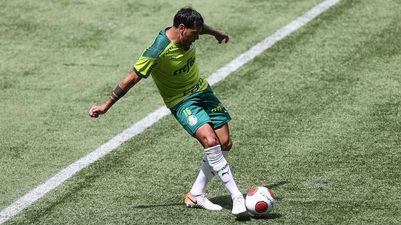 Gustavo Gómez durante jogo-treino do Palmeiras contra a Portuguesa, no Allianz Parque.