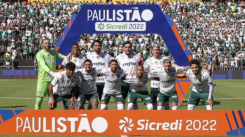 Palmeiras posa para foto em jogo contra o Novorizontino, durante partida válida pela fase de grupos do Paulistão 2022, no Estádio Dr. Jorge Ismael de Biase.