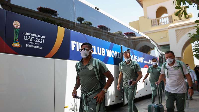 Desembarque do Palmeiras em Abu Dhabi, nos Emirados Árabes Unidos.