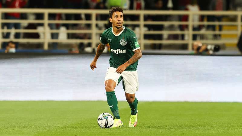 Marcos Rocha durante partida entre Palmeiras e Al Ahly-EGI no primeiro jogo do Mundial de Clubes da FIFA 2021, no Al Nahyan Stadium, em Abu Dhabi-EUA.