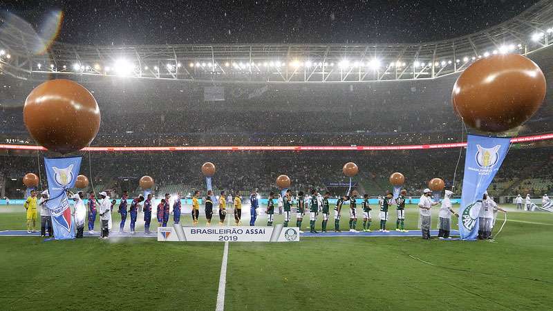 Palmeiras em jogo contra o Fortaleza, durante partida válida pela primeira rodada do Brasileirão 2019, no Allianz Parque.