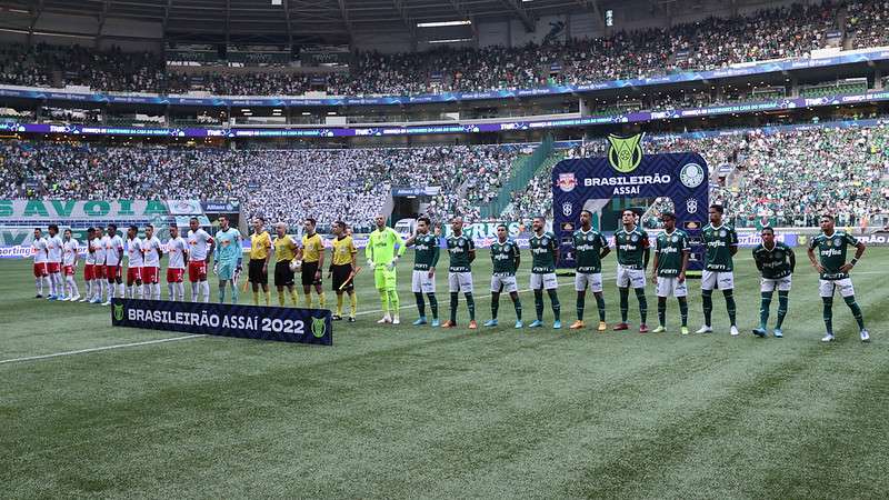 Palmeiras em jogo contra o Red Bull Bragantino, durante partida válida pela sexta rodada do Brasileirão 2022, no Allianz Parque.