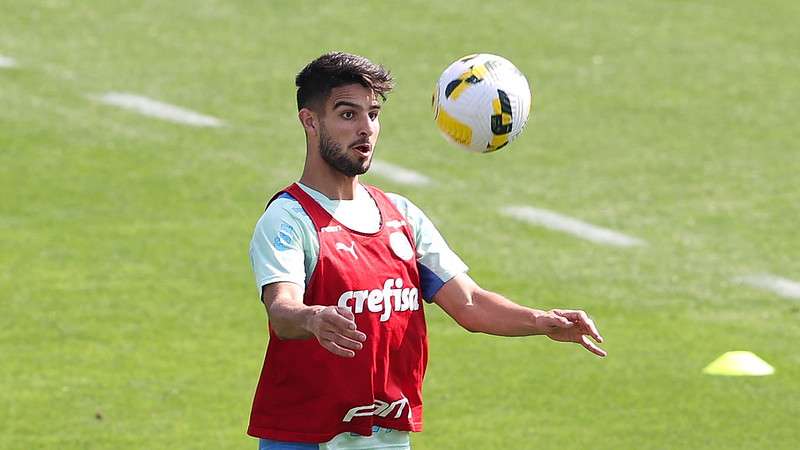 Flaco López durante treinamento do Palmeiras na Academia de Futebol.