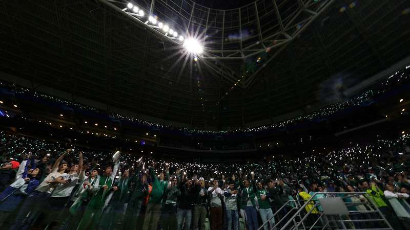 Torcida do Palmeiras em jogo contra o Atlético-MG, durante segunda partida válida pelas quartas de final da Libertadores 2022, no Allianz Parque.