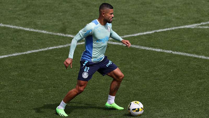 Bruno Tabata durante treinamento do Palmeiras na Academia de Futebol.