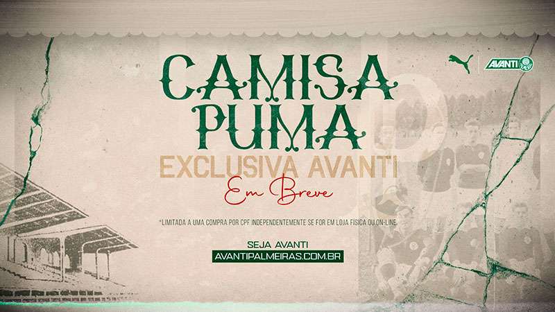 Palmeiras e Puma anunciam lançamento de camisa exclusiva para sócios Avanti.