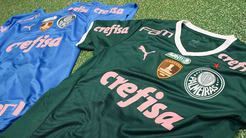 Palmeiras altera cor do patrocínio da camisa em apoio ao Outubro Rosa.