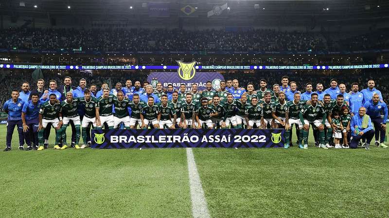 Palmeiras posa para foto em jogo contra o América-MG, durante partida válida pela trigésima sétima rodada do Brasileirão 2022, no Allianz Parque.