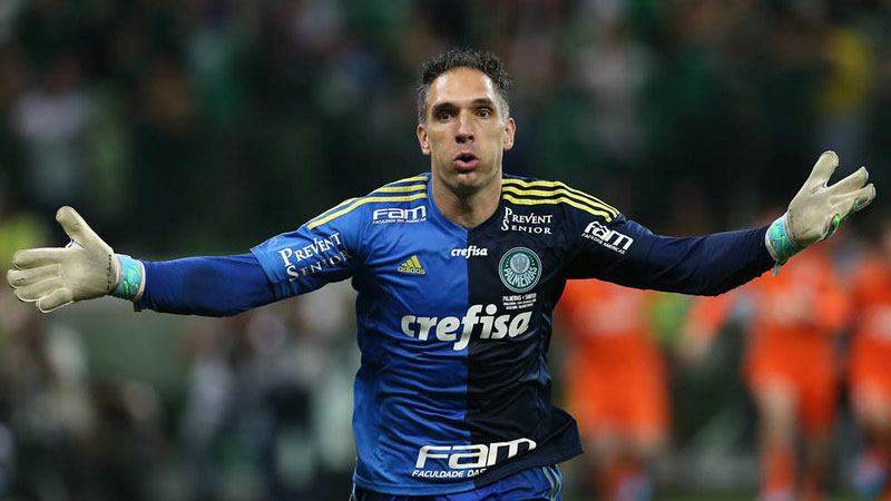 Fernando Prass do Palmeiras, comemora a conquista da Copa do Brasil 2015 após jogo contra o Santos, no Allianz Parque.