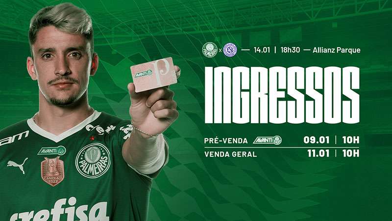 Palmeiras x São Bento: ingressos para a estreia na temporada começam a ser vendidos nesta segunda-feira.