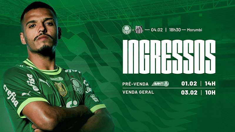 Palmeiras anuncia venda de ingressos para o clássico contra o Santos.
