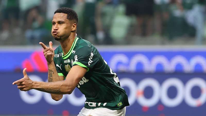 Murilo comemora seu gol pelo Palmeiras contra o Ituano, durante partida válida pela décima quarta rodada, do Paulistão 2023, no Allianz Parque.