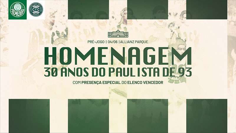 Palmeiras anuncia homenagem aos campeões do Paulista de 1993.