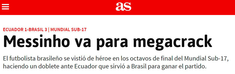 Estêvão faz golaço em vitória do Brasil na Copa do Mundo Sub-17