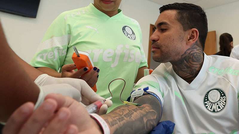 Dudu durante reapresentação do Palmeiras na Academia de Futebol.