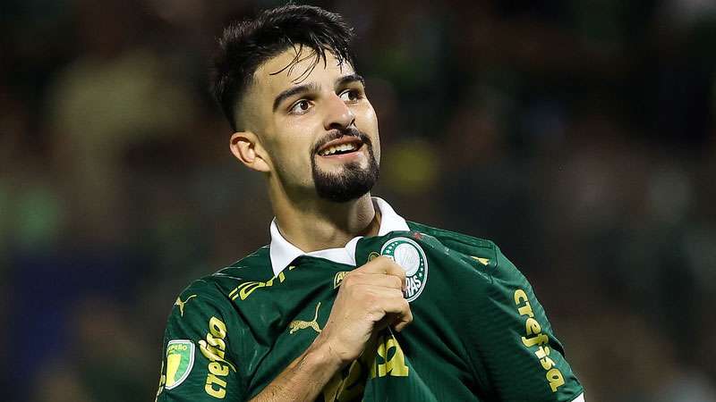 Flaco López comemora seu gol pelo Palmeiras contra a Ponte Preta, em partida válida pelas quartas de final do Campeonato Paulista, na Arena Barueri, em Barueri-SP.