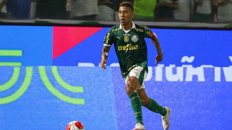 Marcos Rocha durante partida pelo Palmeiras contra a Ponte Preta, válida pelas quartas de final do Paulistão 2024, na Arena Barueri, em Barueri-SP.