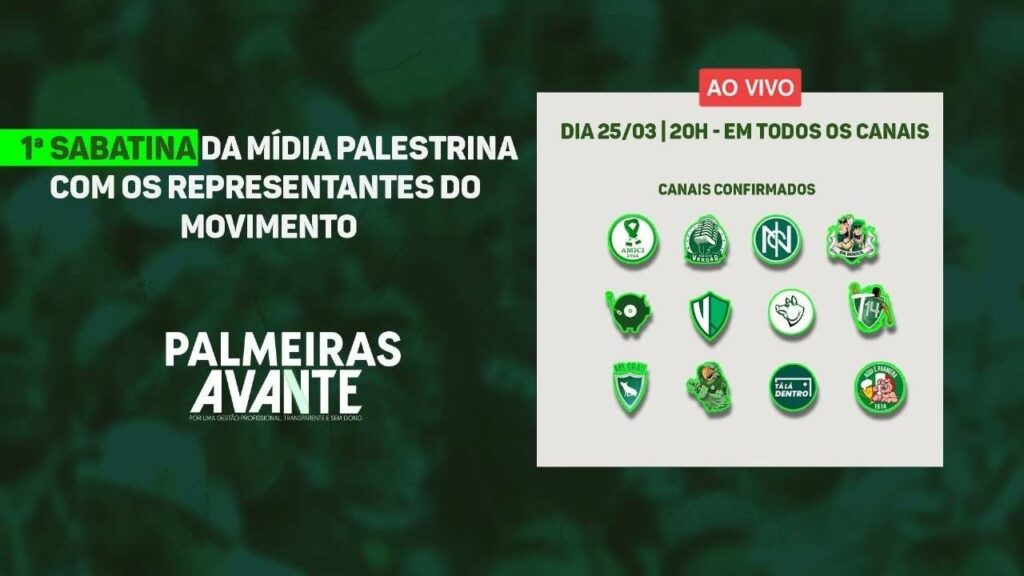 Verdazzo Ao Vivo: Confira como foi a 1ª sabatina com o Palmeiras Avante.
