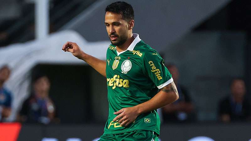 Luan em partida pelo Palmeiras contra o Santos, válida pela primeira final do Paulistão 2024, na Vila Belmiro, em Santos-SP.