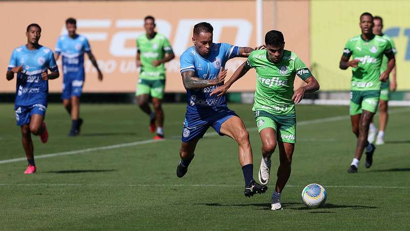 Bruno Rodrigues durante jogo-treino do Palmeiras contra o São Bento, na Academia de Futebol.