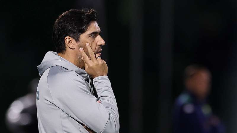 Abel Ferreira em jogo pelo Palmeiras contra o Cuiabá, durante partida válida pela vigésima quarta rodada do Brasileirão 2024, no Estádio Brinco de Ouro.