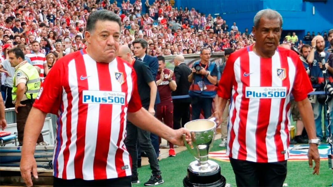 Os craques do Craques históricos de Atlético e Palmeiras, Leivinha e Luís Pereira são homenageados em 2021 em Madrid, na Espanha.